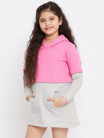 Girl's Soaking Pink Solid A Line Dress