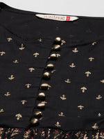 Juniper Black Rayon & Cambric Printed Peplum Lehenga Choli Sets