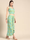 Shrug With Crop Top And Dhoti Skirt