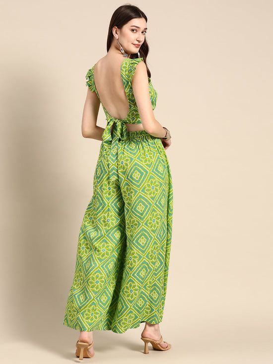 Crop Top With Back Tie And Plazzo Pants