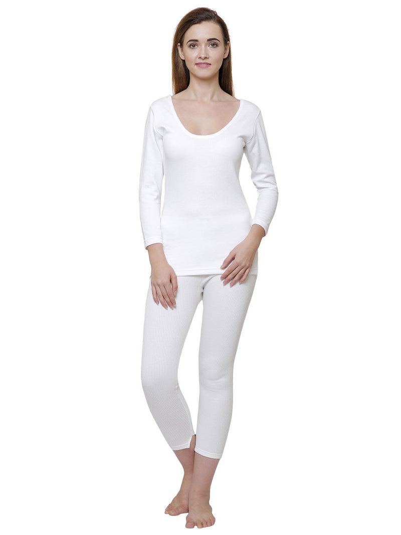 Dyca Womens Thermal Tops Round Neck Full Sleeves Pack Of 1-Off White