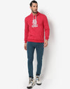 Campus Sutra Men's Solid Red Printed Regular Fit Sweatshirt Cotton | Casual Sweatshirt For Man | Western Stylish Sweatshirt For Men
