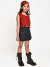 Jelly Jones Maroon Bow Shoulder Top with Black Shorts