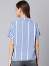 Moony Blue Stripes Print Women Shirt