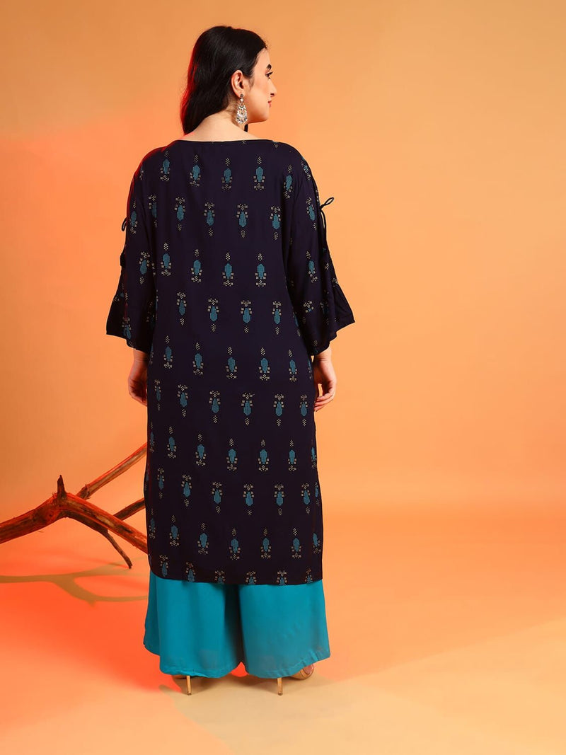 Instafab Splash Shine Tees Plus Size Women Self Design Stylish Casual(Kurta Set) Ethnic Wear