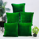 Soft Velvet Square Cushion Cover 16x16 Inches, Set of 5 (Green)