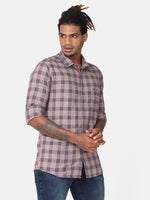 Men Pink & Navy Slim Fit Checked Cotton Casual Shirt