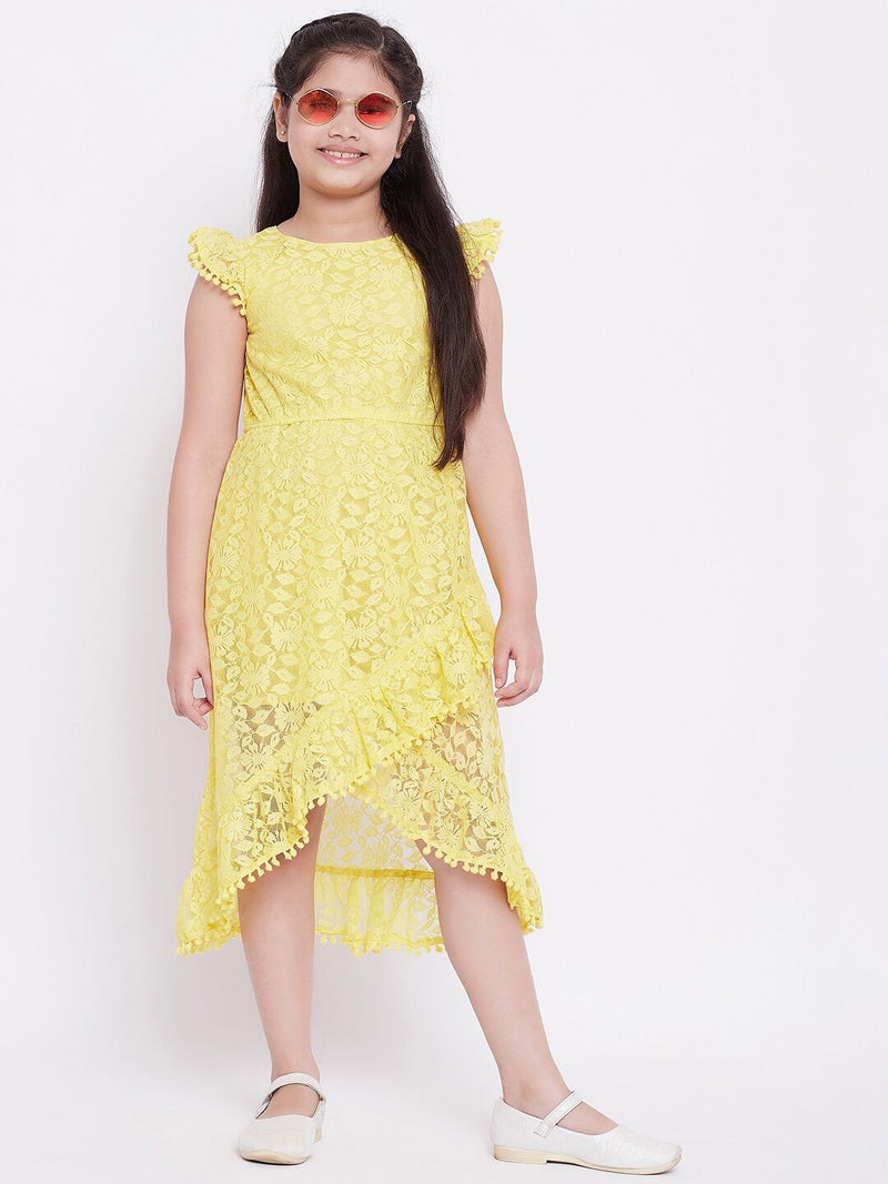 Girl's Paddle Printed Dress Yellow