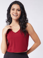 Red Solid Strappy Bralette Crop Top