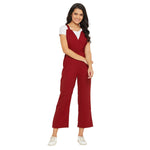 Adults-Women Solid Maroon Jumpsuits