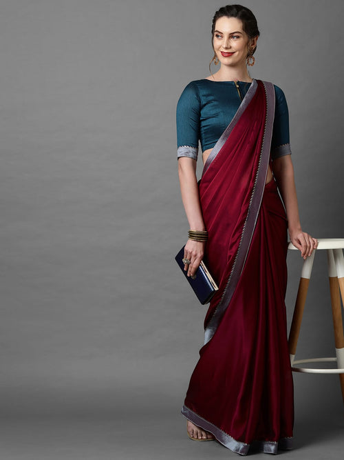 Sareemall Solid Festive Georgette Solid Saree With Unstitched Blouse