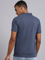 Venitian Men Solid Cotton Blue Polo T-Shirt With Pocket