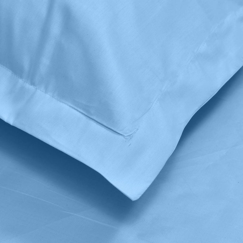 100% Cotton Premium 300 TC Flat Bedsheets with 2 Pillow Covers, Melange Collection (Double, Open Air Blue)