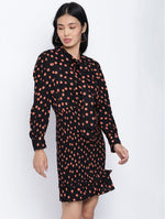 Blackliogious Somocked Up Dotted Printed Women Dress