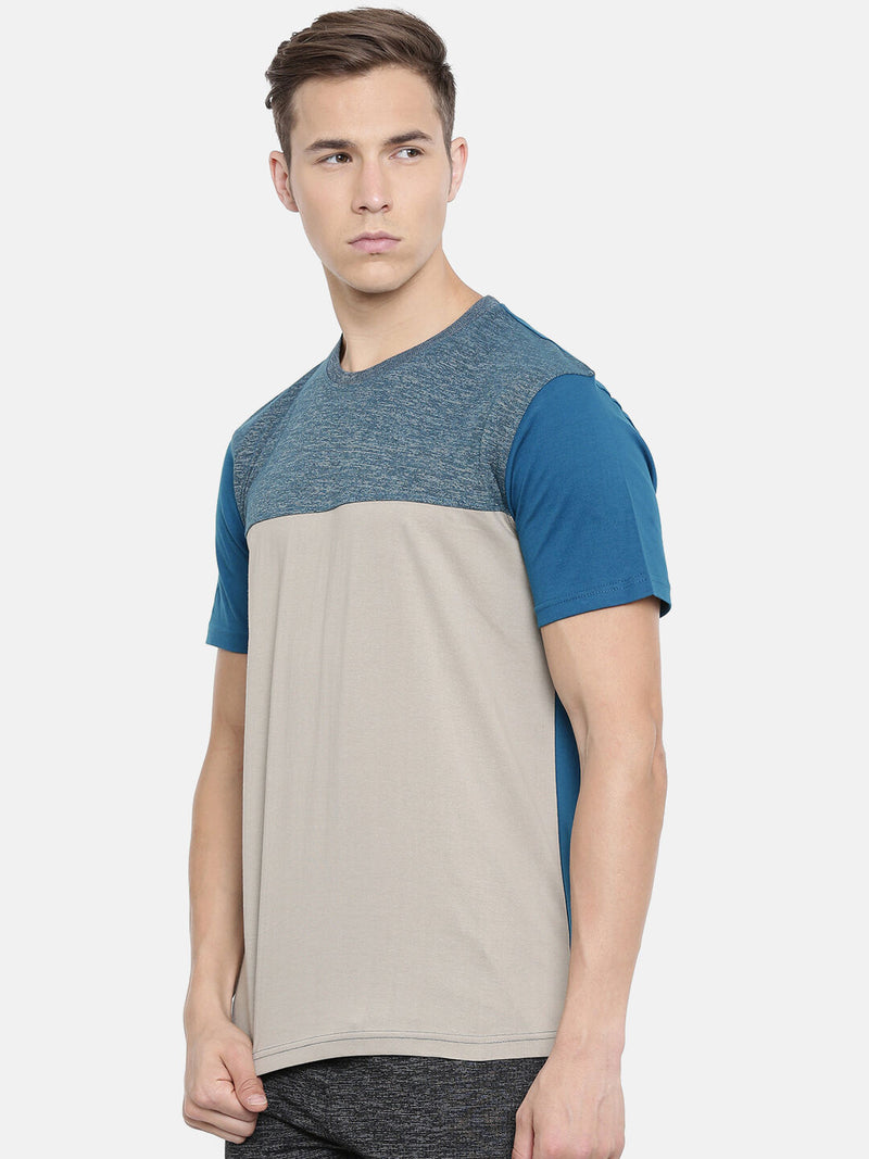 Teal Assorted Round Neck Cotton T-Shirt Regular Fit
