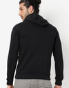 Campus Sutra Men's Solid Black Printed Regular Hoodie For Winter Wear | Full Sleeve | Cotton Sweatshirt | Casual Sweatshirt For Man | Western Stylish Sweatshirt For Men