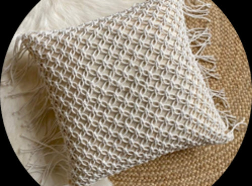 Macrame Hand Knitted Floral Pattern Cushion Cover