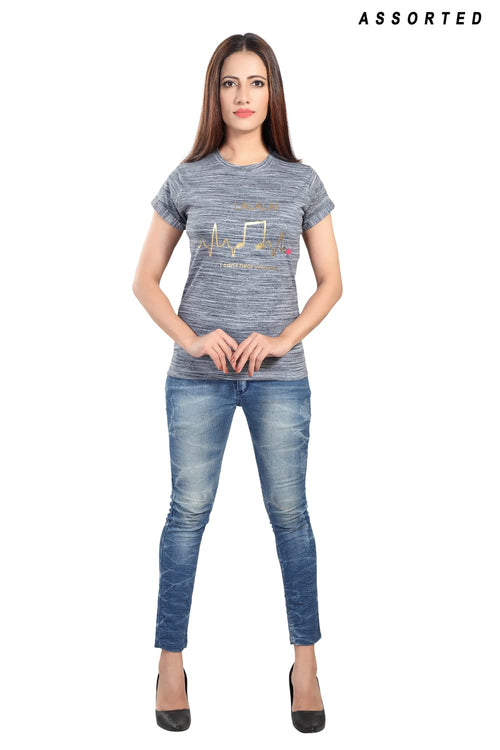 Women Assorted Urban Round Neck T-shirt