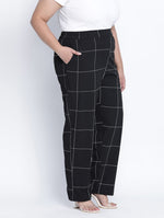 Quirky Black Check Plus Size Elasticated Pant