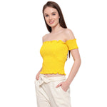 Aawari Cotton Crop Top For Girls and Women Yellow