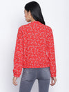 Sharp Red Printed Women Bomber Jacket