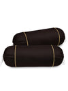 Clasiko Cotton Bolster Covers Set Of 2 300 TC Black With Beige Piping