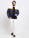 PERFKT-U Mens Navy and White Colourblocked Puffer Jacket