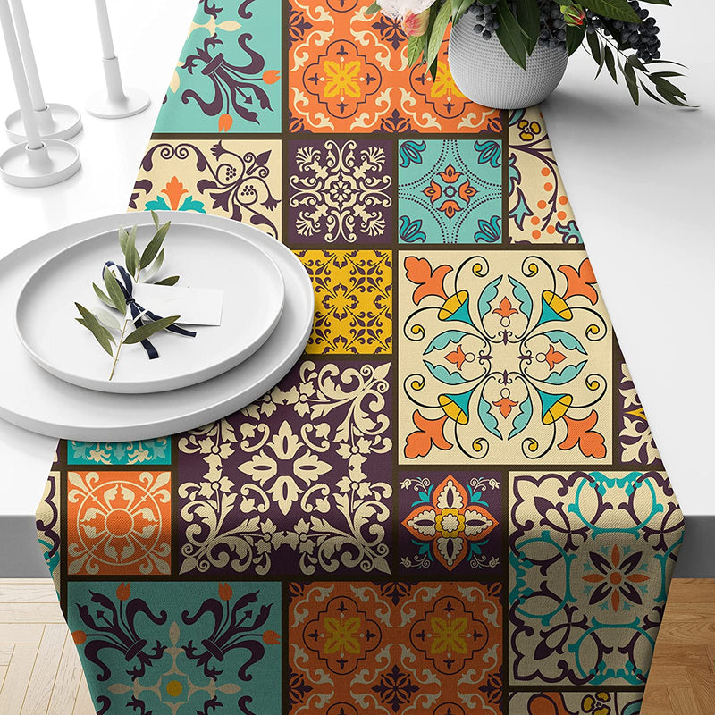 Ethnic Circus Digitally Printed 4 Seater Table Runner, 13 x 60 Inches