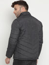 PERFKT-U Mens Charcoal Grey Striped Puffer Jacket