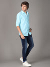 Oxford Chambray Arctic Blue Slim Fit Cotton Casual Shirt