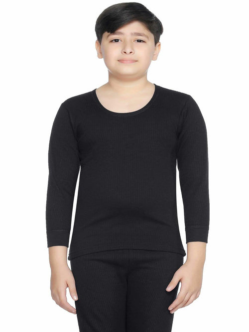 Thermals Unisex Top Round Neck Assorted Full Sleeves Solid Black