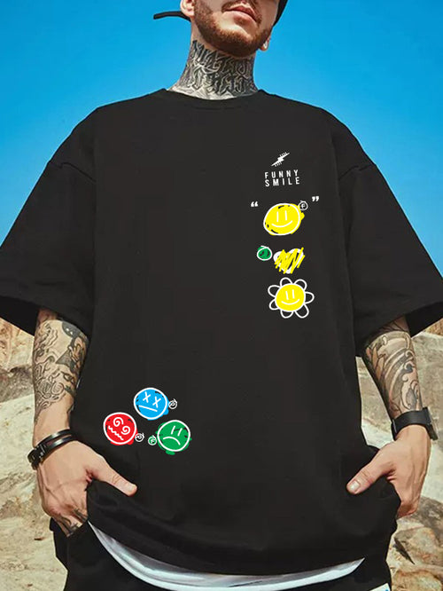 Manlino Clothesline Mens Black Half Sleeve Oversized Graphic Printed T-Shirt