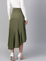 Solid Asymmetric Wrap Skirt