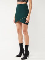 Solid Fitted Skirt With Zipper Detailing