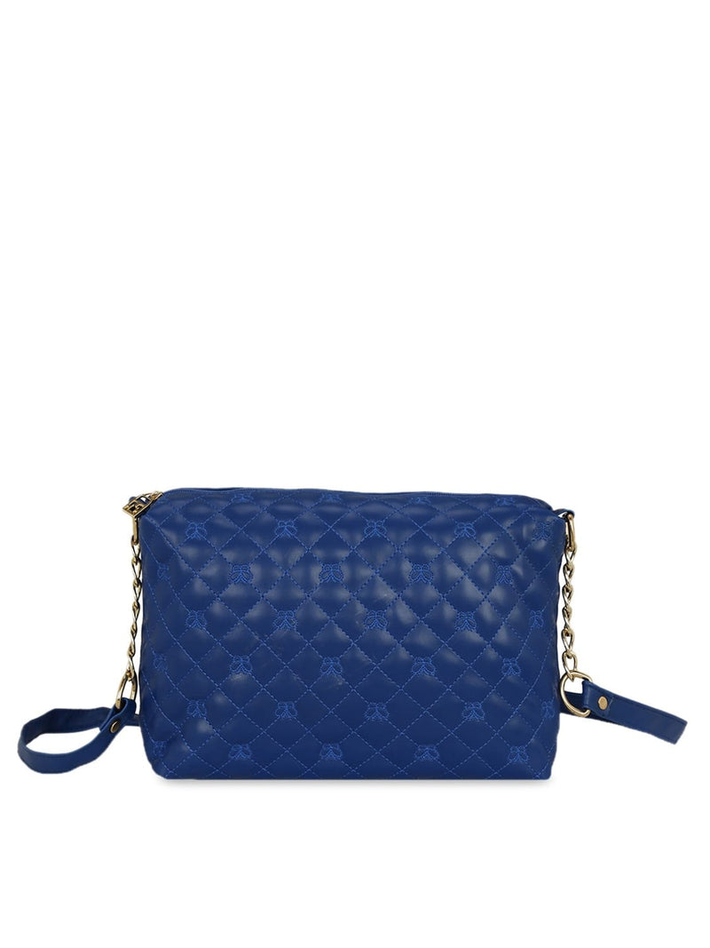 KLEIO Stylish Quilted Sling Bag for Girls / Women (Blue) (EDK1038KL-BU)