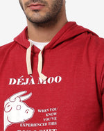 Campus Sutra Men's Solid Red Printed Winter Wear | Full Sleeve | Cotton Sweatshirt | Sweatshirt For Man | Western Stylish Sweatshirt