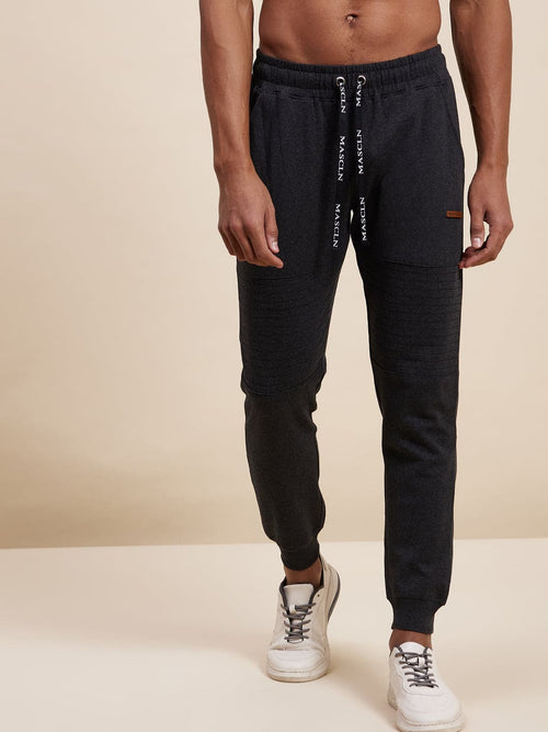 Men's Dark Grey Relax Fit Stitch Detail Joggers