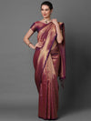 Sareemall Wine Party Wear Kanjivaram Silk Woven Design Saree With Unstitched Blouse
