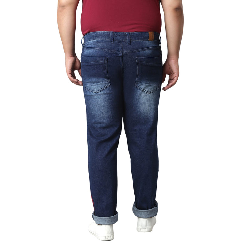 Instafab Printed Parcels Plus Men Side Striped Stylish Casual Denim Jeans