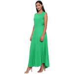 Aawari Rayon Plain Gown For Girls and Women Green