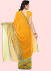 Yellow Paisley Striped Floral Print Daily Wear Georgette Saree