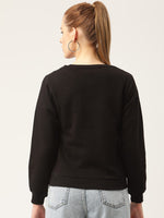 Women Black & Golden Printed Sweatshirt