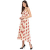 Aawari Cotton Printed Bobbin Gown For Girls and Women (White & Red)
