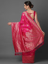 Stylish Sareemall Pink Festive Silk Blend Woven Design Saree With Unstitched Blouse