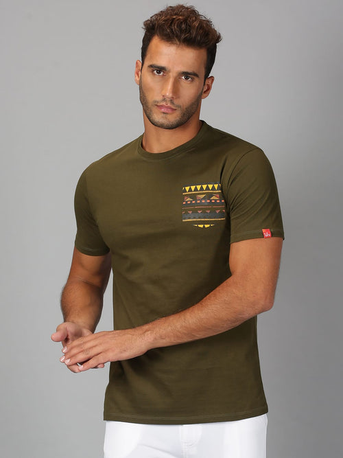 Men T-Shirt Solid Cotton Twisted