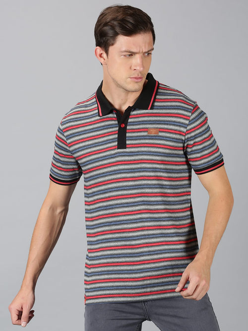Men T-Shirt Stripes Cotton Roa