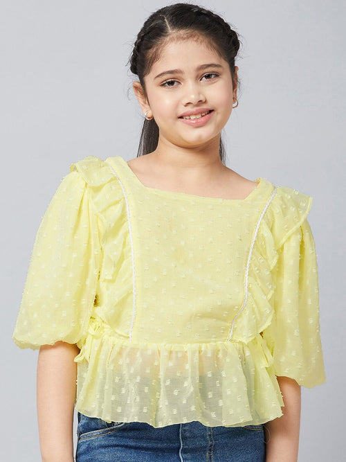 Girl's Fashioned Solid Top Yellow