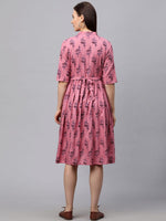 MomToBe Women's Rayon Strawberry Pink Maternity/Feeding/Nursing Dress