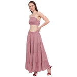 Aawari Rayon Skirt Top Set For Girls and Women Spring Onion