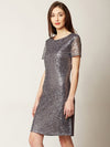 Be My Kendall Sequin Shift Dress Grey
